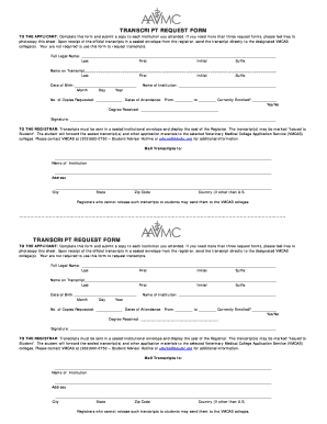 Vmcas Transcript ID Form