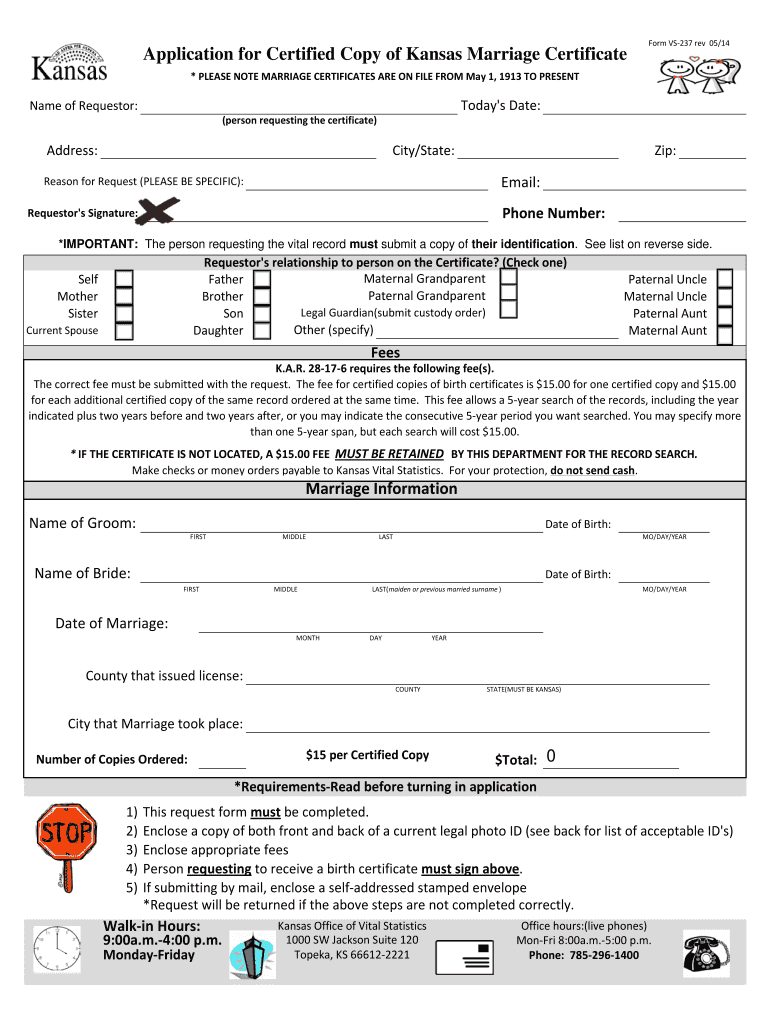  Marriage License Application Kansas 2014