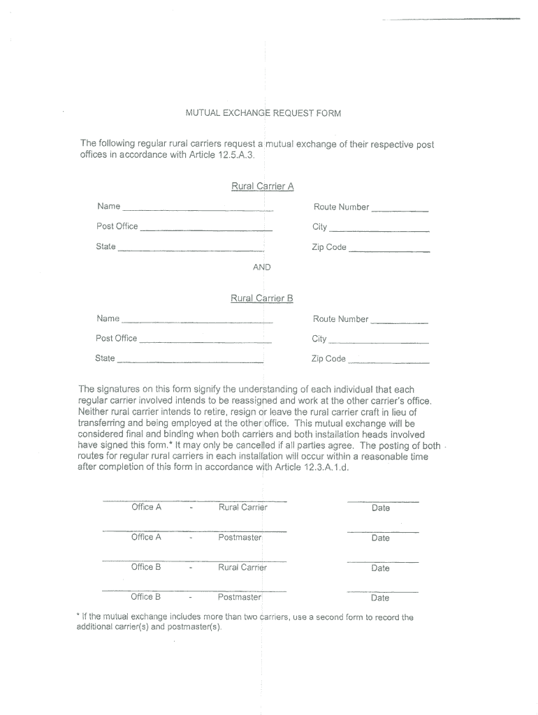 Mutual Exchange Request  Form