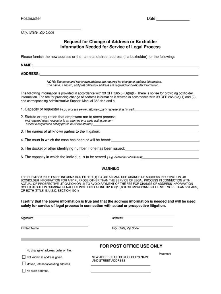 Boxholder  Form