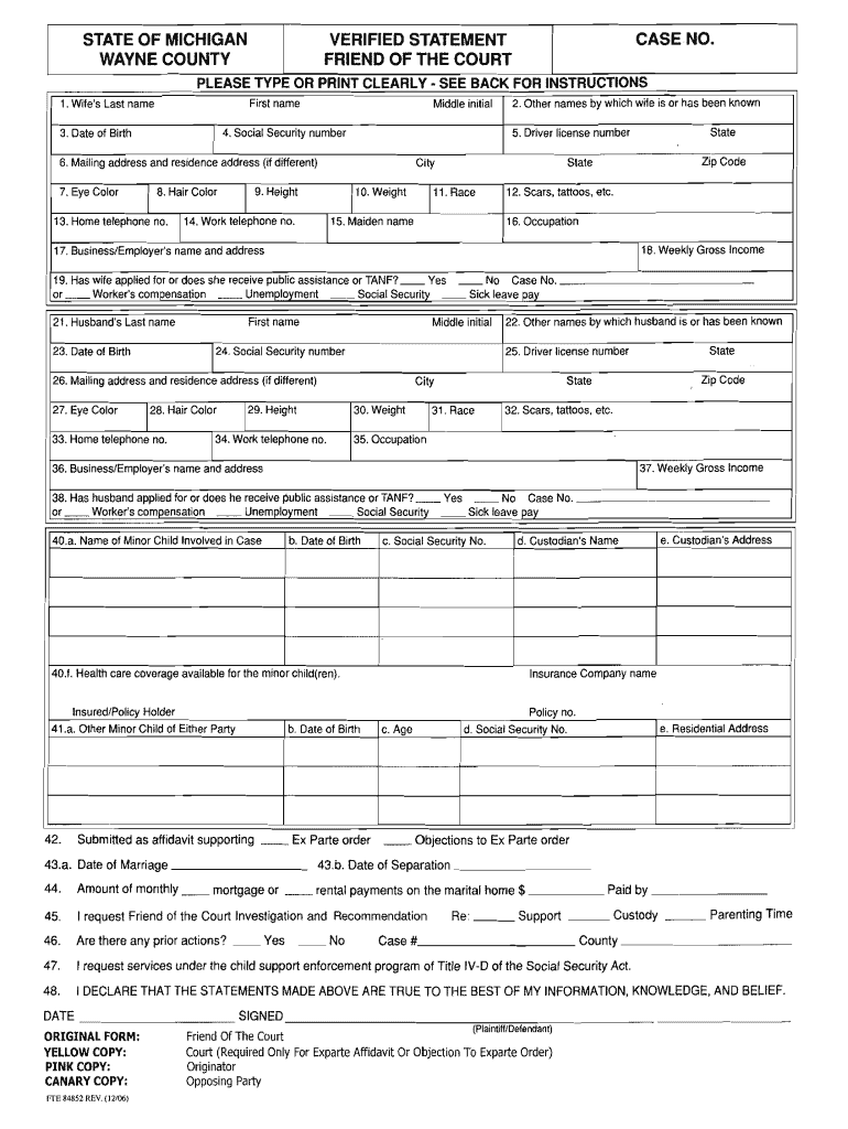 Wayne County Friend of the Court Forms