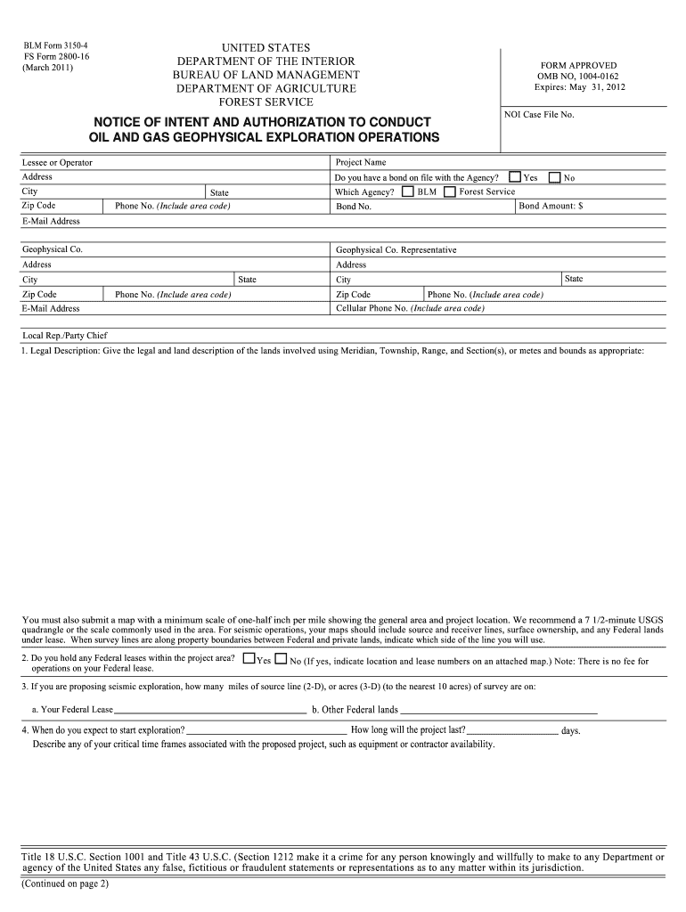  Blm Notice of Intent Form 2011