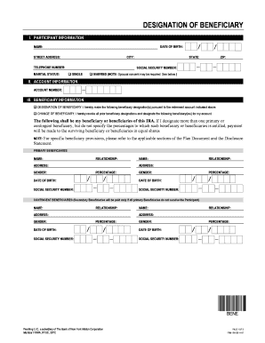  Pershing Beneficiary Form 2007-2024