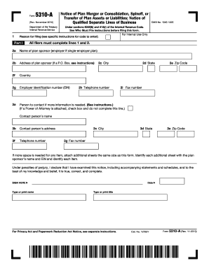 Form 5310 a Rev November Irs