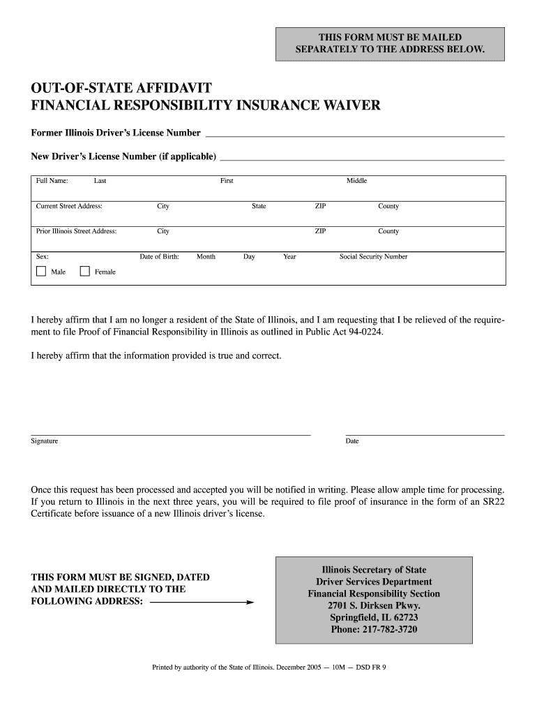  Sr22 Insurance Waiver Illinois Form 2013