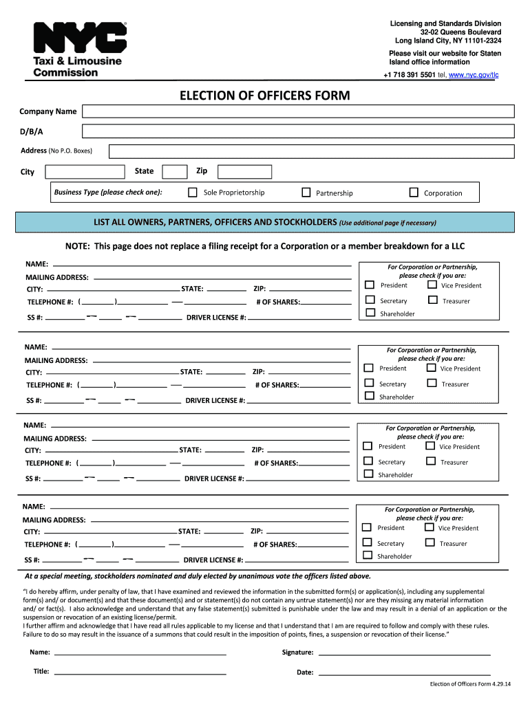  Election of Officers Form 2014-2024