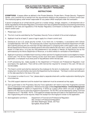 Firearm Control Card Lookup  Form