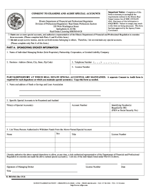 Consent to Examine and Audit Special Accounts Form