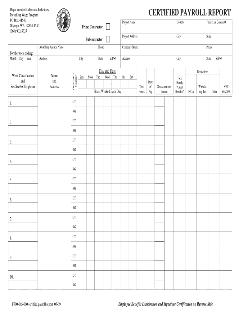  Washington Certified Payroll 2009-2024