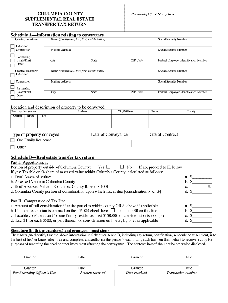 Columbia County Ny Real Estate Transfer Tax  Form