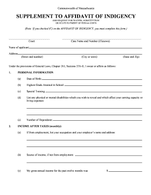 Affidavit of Indigency Sample  Form