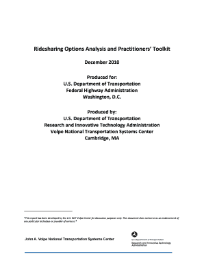 Ridesharing Options Analysis and Practitioners&#039; Toolkit Planning Dot  Form