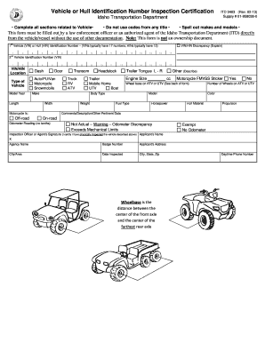 Idaho Vin Inspection Form