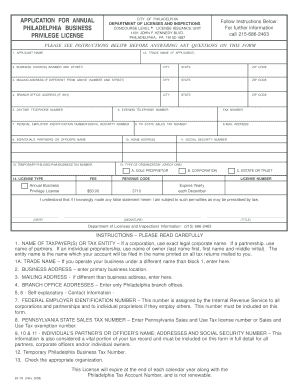 Rental License in Philadelphia Form