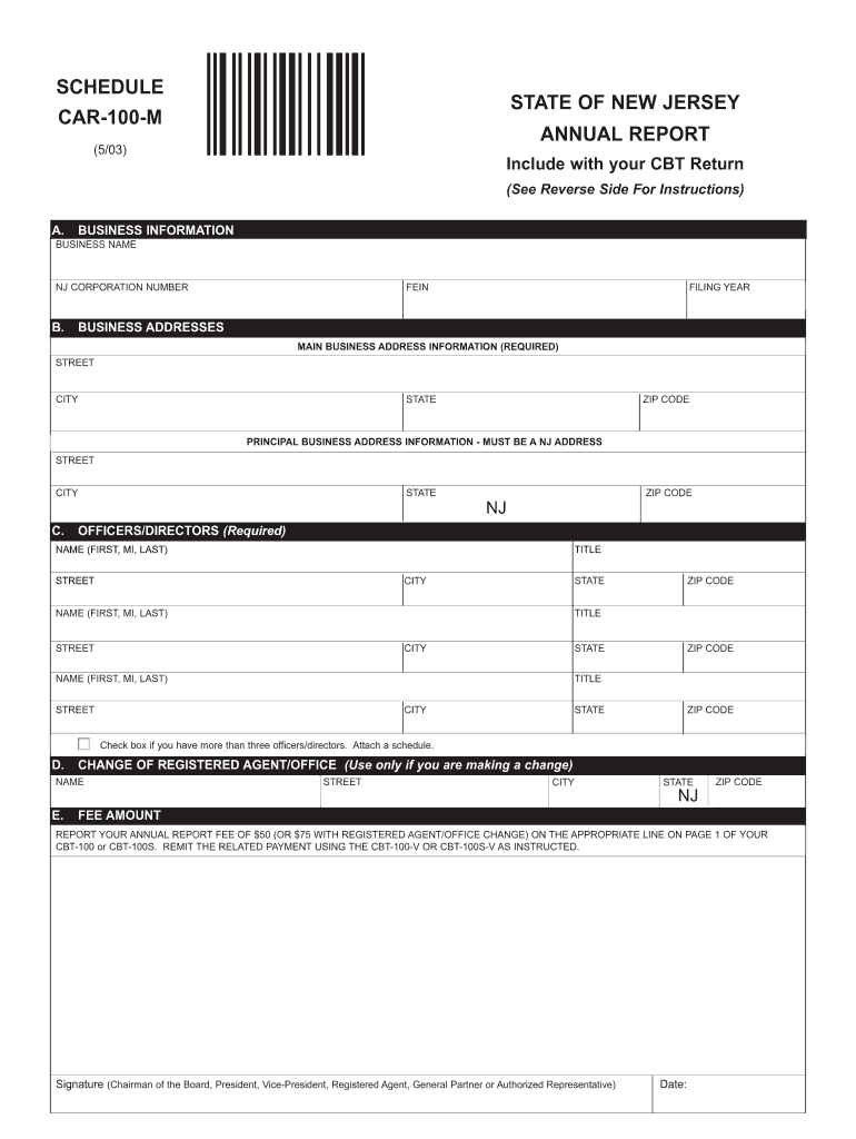  Car 100 Form 2003-2024