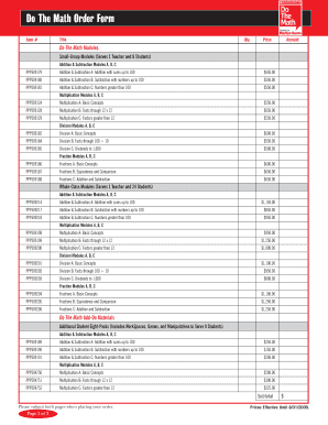  Do the Math Order Form 2009-2024