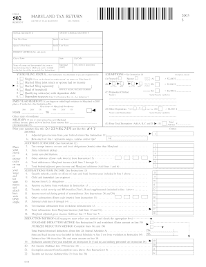 Form 502 Comptroller of the Treasury