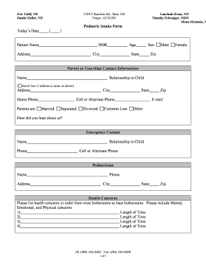 Pediatric Medical Intake Form