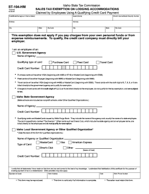 Idaho Sales Tax Exemption Form St 104