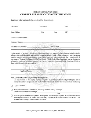 Illinois Bus Certification  Form
