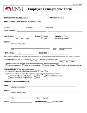 Employee Demographic Form