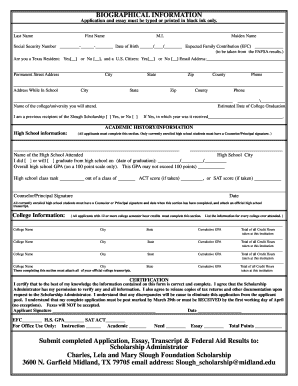 Slough Foundation Scholarship Form