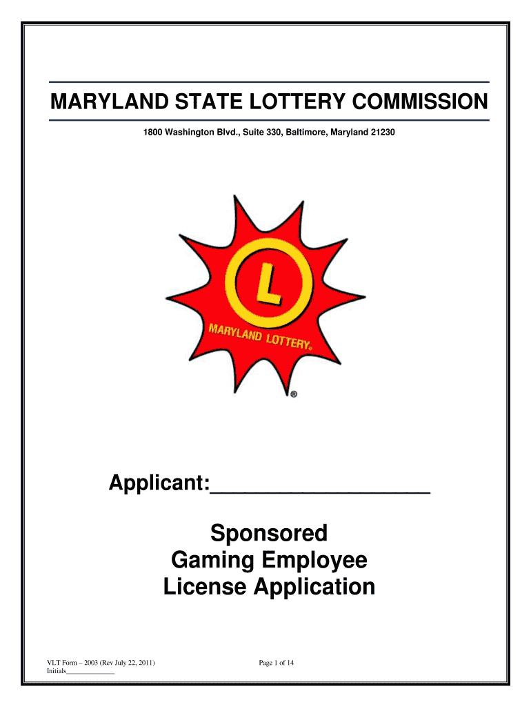  Maryland Gaming License 2011-2024