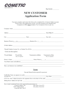 New Customer Application Form