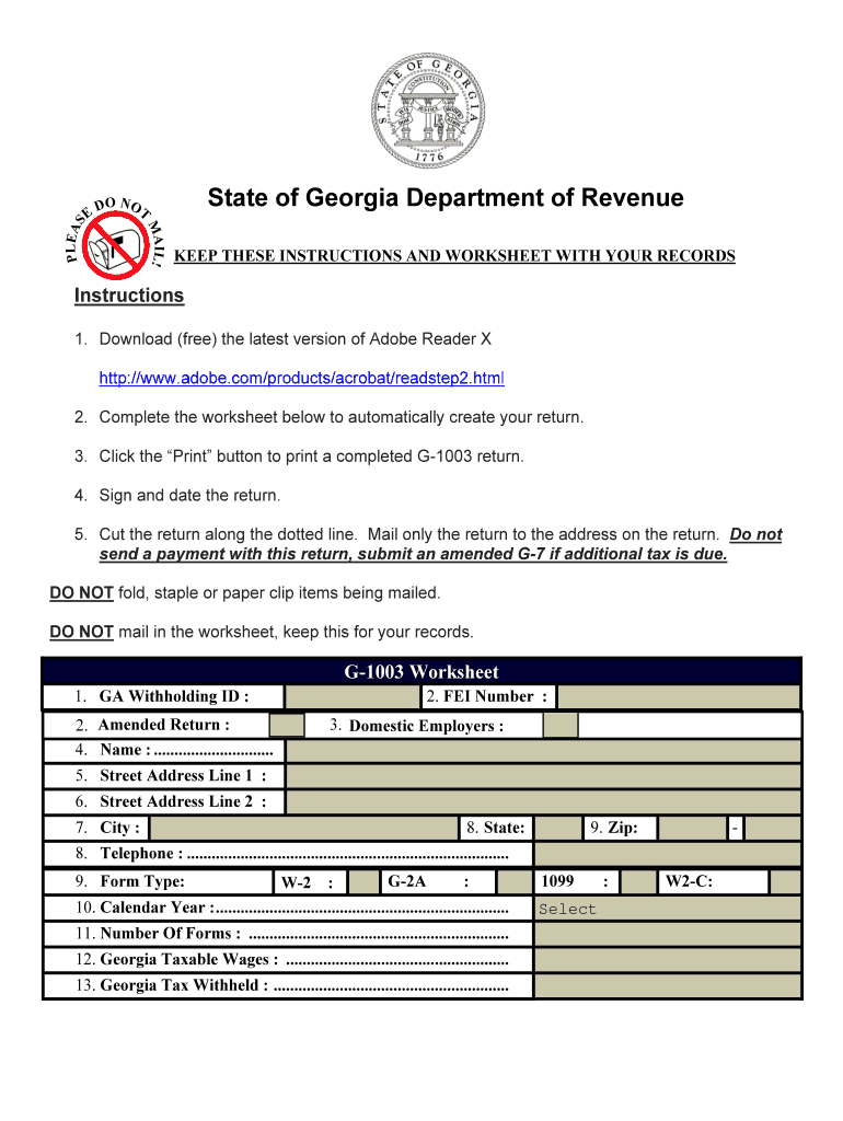  Ga Dept of Revenue Form G 1003 2020
