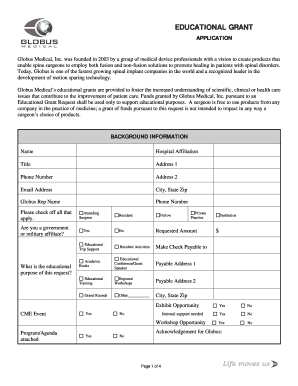 Globus Medical Grants  Form