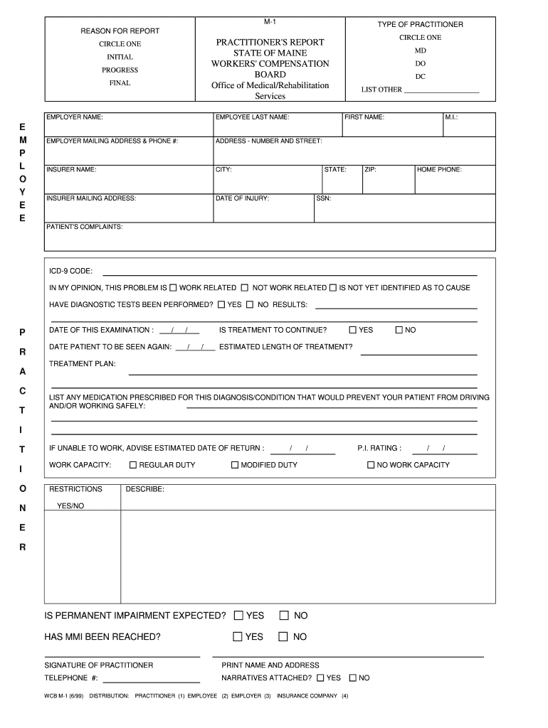  M1 Workers Comp Form 1999-2023