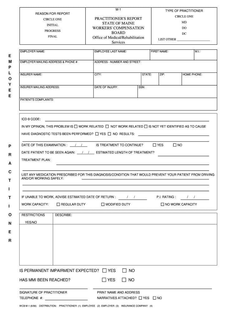  M1 Workers Comp Form 1999-2024