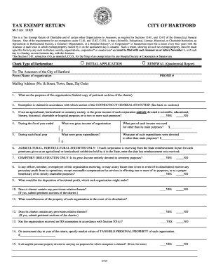 TAX EXEMPT RETURN Assessment Hartford Hartfordassessor Hartford  Form