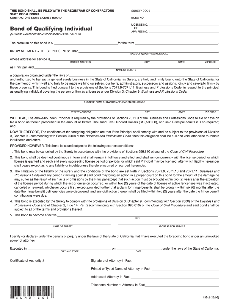 Contractors Bond Form 13b 1