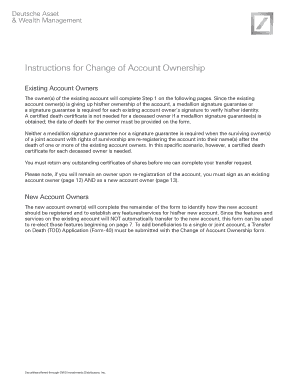 Dws Change of Account Ownership  Form