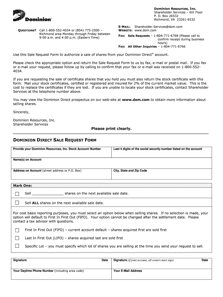 Dominion Direct Shares  Form