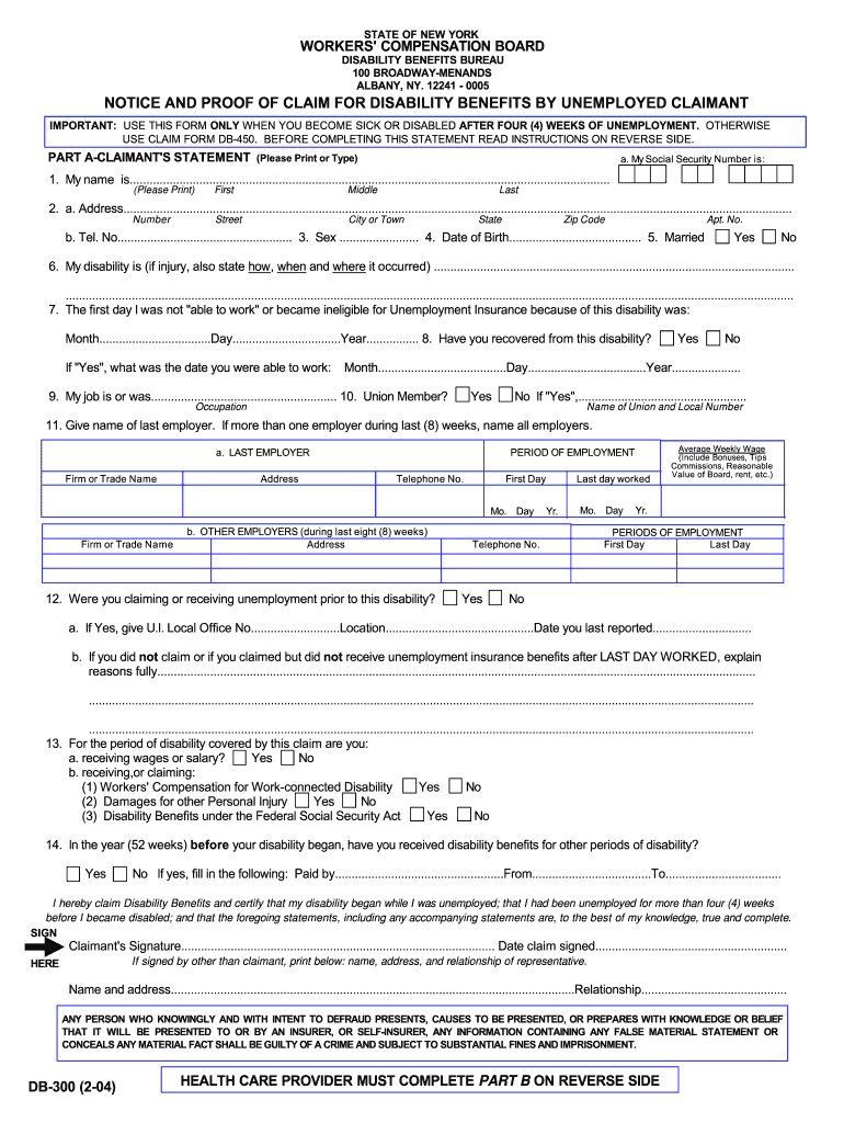 Nys Disability Form Db 300