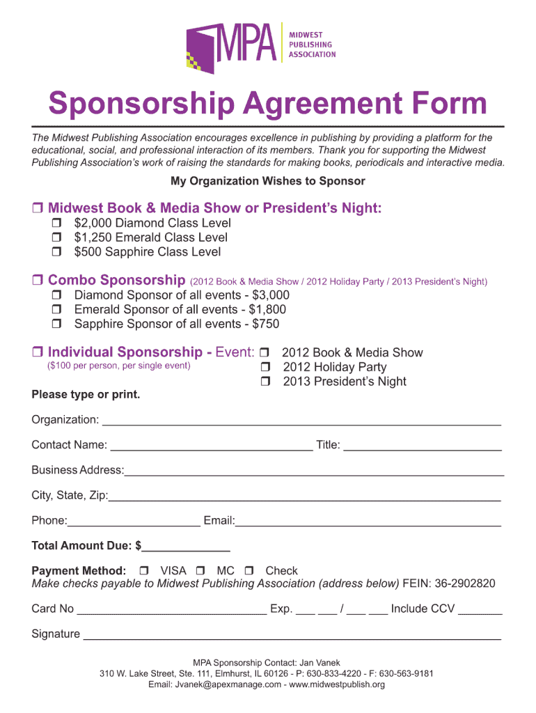Sponsorship Contract Template  Form