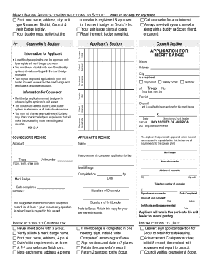 Merit Badge Card Template  Form