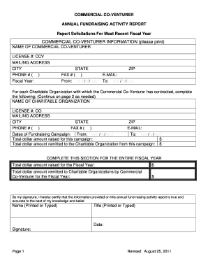 Maine Annual Fundraising Activity Report  Form