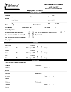 Madera Ambulance  Form