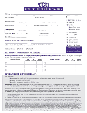 Tcu Reactivate Form