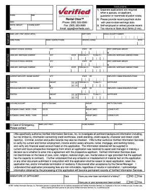 Verified Rental Chex  Form