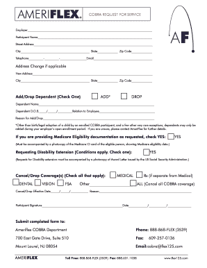 COBRA Request for Service Form AmeriFlex