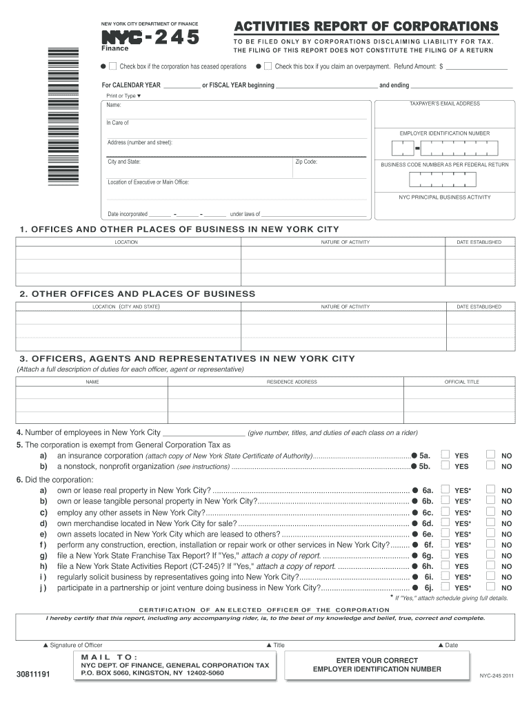  Nyc 245 Form 2019