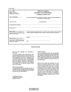 Louisiaa Tax Form L 4e