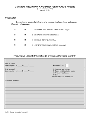 Online Application for Hiv Housing Form