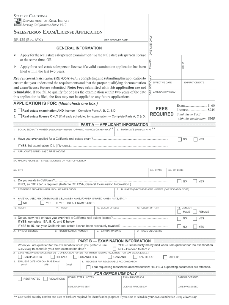  Re 435 Form Fillable 2009