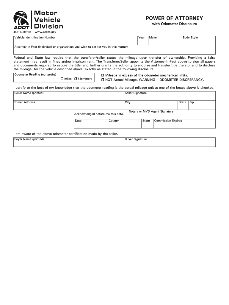  Adot Power of Attorney 2005-2024