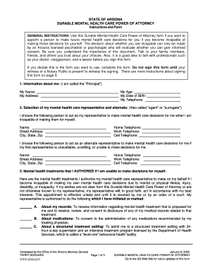 Arizona Durable Power of Attorney Form PDF
